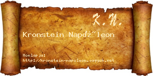Kronstein Napóleon névjegykártya